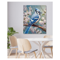 Obrazy na stěnu - Krásný modrý pták ve větvích Rozměr: 40x50 cm, Rámování: bez rámu a bez vypnut