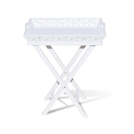 Bílý stolek s podnosem na květináče SHUMEE