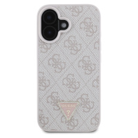 Zadní kryt Guess PU 4G Strass Triangle Metal Logo pro Apple iPhone 16, růžová