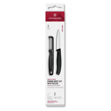 Victorinox - Sada kuchyňský nůž se škrabkou SWISS CLASSIC černá 6.7113.21