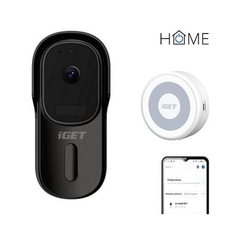 iGET HOME Doorbell DS1 Black + Chime CHS1 White - set videozvonku a reproduktoru, FullHD video s