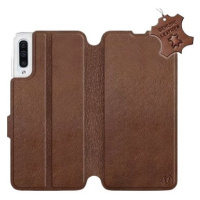 Flip pouzdro na mobil Samsung Galaxy A50 - Hnědé - kožené - Brown Leather