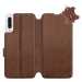 Flip pouzdro na mobil Samsung Galaxy A50 - Hnědé - kožené - Brown Leather