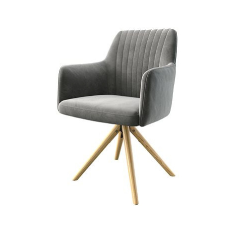 DELIFE Otočná židle Greg-Flex šedý samet dřevěná podnož zaoblená