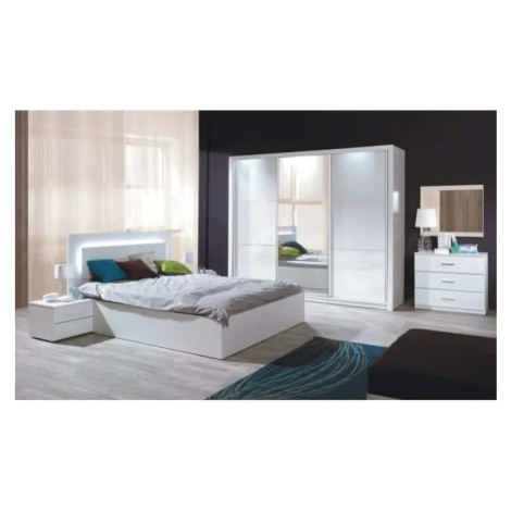 Tempo Kondela Ložnicový komplet ASIENA (skříň+postel 160x200+2 x noční stolek) - bílá / vysoký b