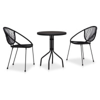 vidaXL 3dílný bistro set PVC ratan černý