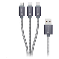 CONNECT IT Wirez 3in1 USB-C & Micro USB & Lightning, silver gray, 1, 2 m