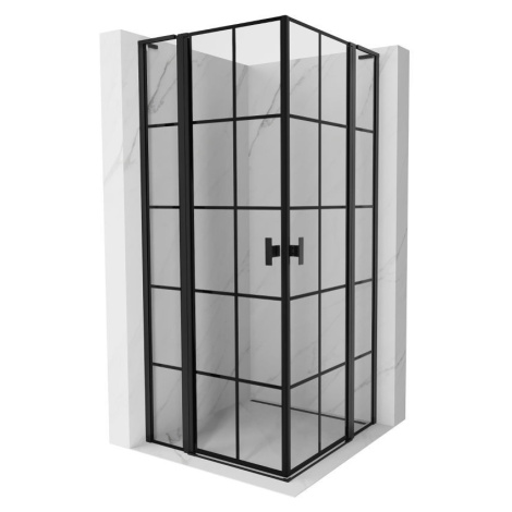 MEXEN/S Mist L Duo sprchový kout dveře křídlové 95 x 95, černá dekor, černá 8A4L-095L-095P-70-77