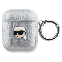 Karl Lagerfeld PU Embossed Karl Head pouzdro AirPods 1/2 stříbrné