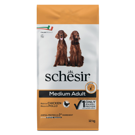 Schesir Dog Medium Adult s kuřecím masem - výhodné balení: 2 x 12 kg