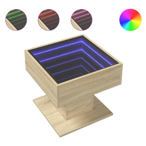 vidaXL Konferenční stolek s LED dub sonoma 50 x 50 x 45 cm kompozit