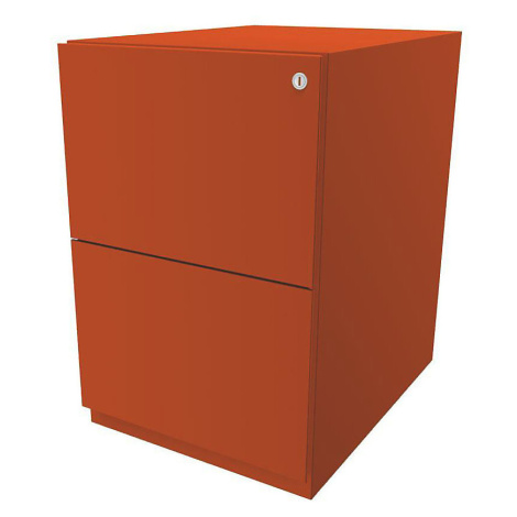 BISLEY Pojízdný kontejner Note™, se 2 kartotékami pro závěsné složky, v x š 645 x 420 mm, oranžo