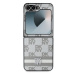 DKNY PU Leather Checkered Pattern and Stripe Zadní Kryt pro Samsung Galaxy Z Flip6 Beige