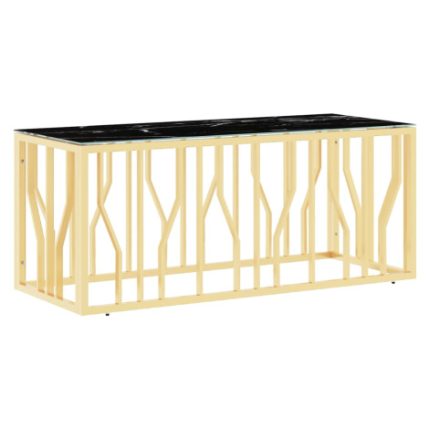 vidaXL Konferenční stolek zlatý 110 x 45 x 45 cm nerezová ocel a sklo