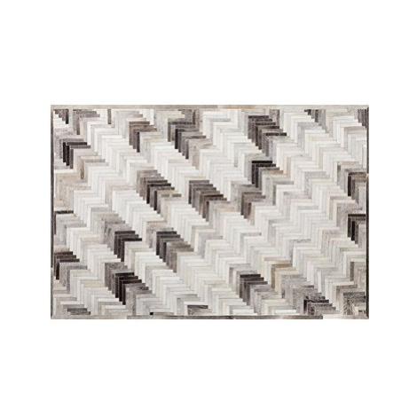 Kožený koberec 140 x 200 cm šedo-béžový ARSUZ, 170097 BELIANI