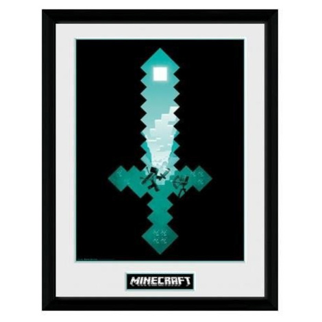 Minecraft Zarámovaný plakát - diamantový meč ABY STYLE