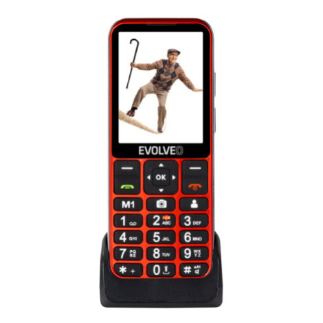 EVOLVEO EasyPhone LT, mobilní telefon pro seniory s nabíjecím stojánkem (červená barva), EP-880-