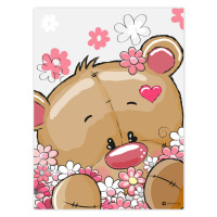Obraz rozkošného medvídka s květinami