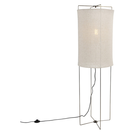 Designová stojací lampa s béžovým lněným stínítkem - Rich QAZQA
