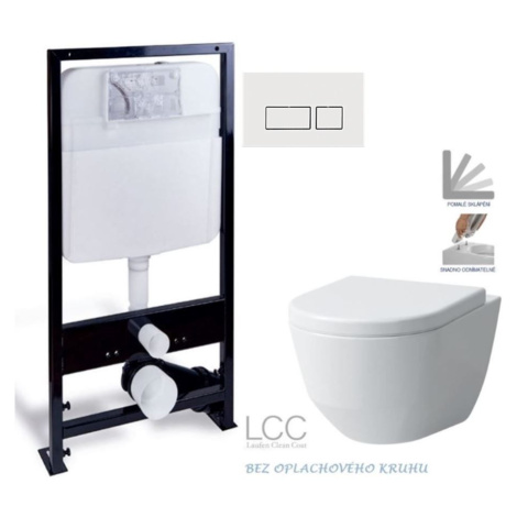 PRIM předstěnový instalační systém s bílým tlačítkem 20/0042 + WC LAUFEN PRO LCC RIMLESS + SEDÁT