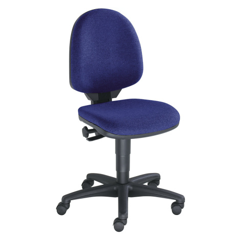 Topstar Standardní otočná židle, bez područek, opěradlo 450 mm, látka modrá, podstavec černý