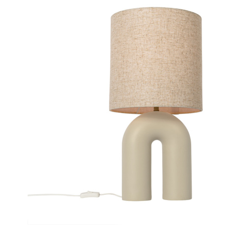 Designová stolní lampa béžová s béžovým plátěným stínidlem - Lotti QAZQA