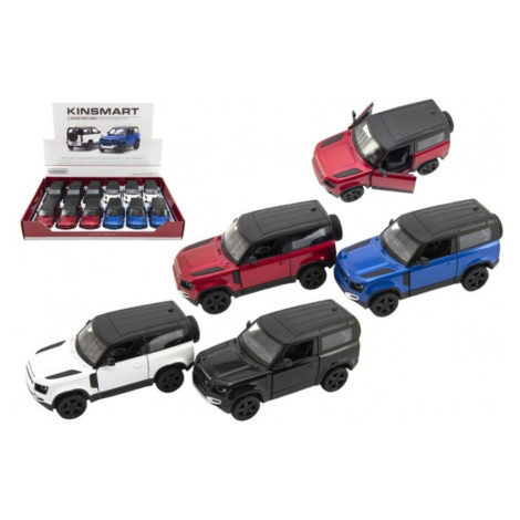 Teddies Auto Kinsmart Land Rover Defender 90 kov/plast 1:36 12,5cm na zpětné natažení 4 barvy 12