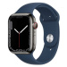 Apple Watch Series 7 45mm Cellular Grafitový nerez s hlubokomořsky modrým sportovním řemínkem