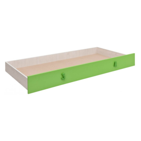 Dětská zásuvka pod postel Numero - dub bílý/zelená MATIS