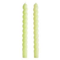 TWISTED Sada lesklých svíček 2 ks 25,5 cm - zelená