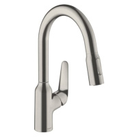 Dřezová baterie Hansgrohe Focus s vytahovací sprškou, 2 proudy vzhled nerezu 71821800