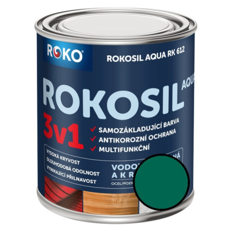 Barva samozákladující Rokosil Aqua 3v1 RK 612 5400 zelená tmavá, 0,6 l ROKOSPOL