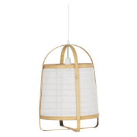 IB Laursen Závěsná bambusová lampa s bílými látkovými stranami