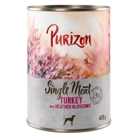 Purizon Single Meat 12 x 400 g – výhodné balení - krůtí s květy vřesu