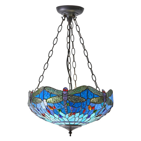 Endon 64075 - Lustr na řetězu Tiffany DRAGONFLY 3xE27/60W/230V pr. 41 cm 64075