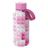 QUOKKA - Nerezová termoláhev Solid Kids s poutkem Pink Bricks 330 ml