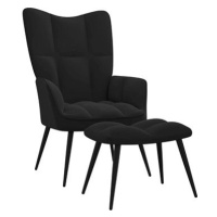 Relaxační křeslo se stoličkou černé samet, 328090