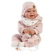 Llorens 84480 NEW BORN - realistická panenka miminko se zvuky a měkkým látkovým tělem - 44 cm