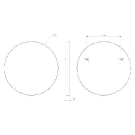 SAPHO NOTION kulaté zrcadlo v rámu ø 70cm, zlato mat NT700G