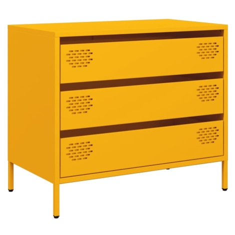 vidaXL Příborník žlutý 68 x 39 x 58,5 cm ocel válcovaná za studena