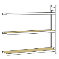SCHULTE Širokorozpěťový regál, s dřevotřískovou deskou, výška 2000 mm, rozpětí 2500 mm, přístavn