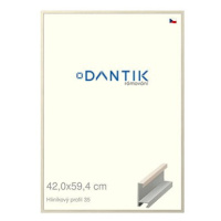 DANTIK rámeček 42 × 59,4, ALU profil 6035 Dýha slonová kost plexi čiré