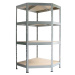 AR Shelving Vysokozátěžový rohový regál se 4 policemi Rivet, 180 x 90 x 90 x 45 cm