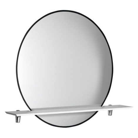 SAPHO SHARON kulaté LED podsvícené zrcadlo s policí ø 80cm, černá mat ((E28904CI-01) 31255CI-01