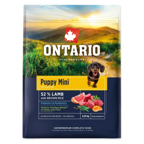 Ontario Puppy Mini Lamb & Brown Rice krmivo 2,25 kg