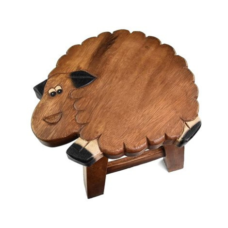 Oriental stolička dřevěná, dekor natural ovečka