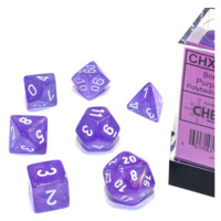 Sada kostek Chessex Borealis Polyhedral Purple/White Luminary 7-Die Set