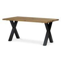 Stůl jídelní, 160x90x75 cm, masiv dub, kovové podnoží ve tvaru písmene 