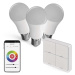 Sada GoSmart: 3x LED žárovka E27 / 11W / RGB / Zigbee, 1x ovladač scén