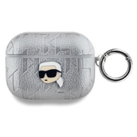 Karl Lagerfeld PU Embossed Karl Head Pouzdro pro AirPods Pro Silver